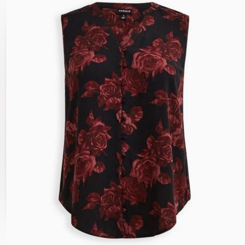 Torrid Harper Gauze Button-Front Sleeveless Blouse